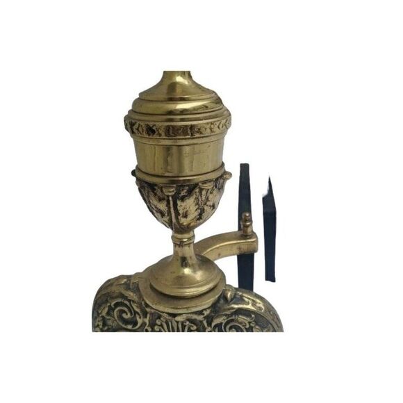 Vintage Victorian Fireplace Andirons Solid Brass Ornate - Picture 5 of 5